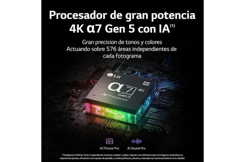 LG TV LG 4K QNED, Procesador Inteligente α5 Gen5 AI Processor 4K, compatible con formatos HDR 10, HLG y HGiG, Smart TV webOS22, perfecto para Gaming, 55QNED7S6QA