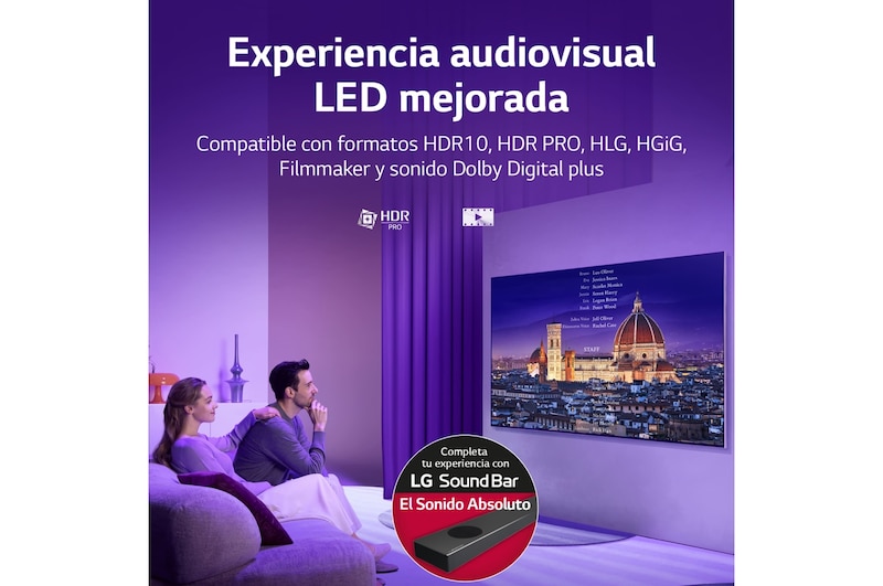 LG TV LG 4K QNED, Procesador Inteligente α5 Gen5 AI Processor 4K, compatible con formatos HDR 10, HLG y HGiG, Smart TV webOS22, perfecto para Gaming, 55QNED7S6QA