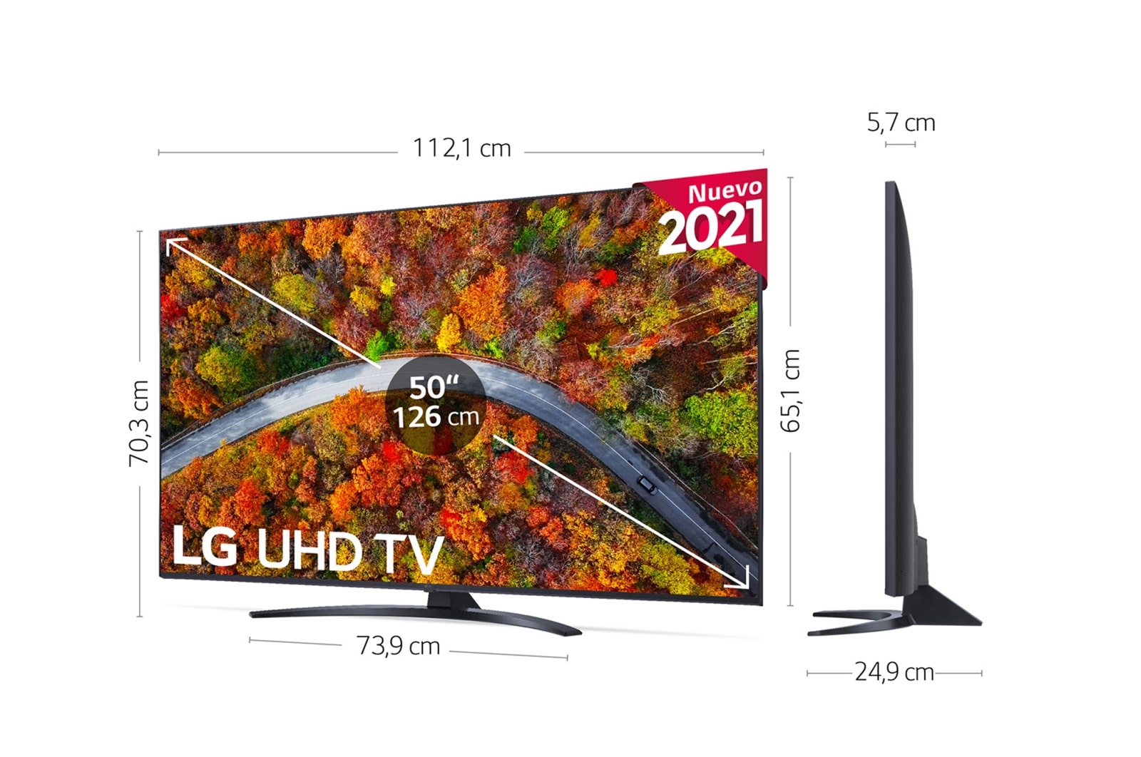 LG 4K UHD, SmartTV webOS 6.0, Procesador de Imagen 4K Quad Core [Clasificación energética G], 50UP81006LA