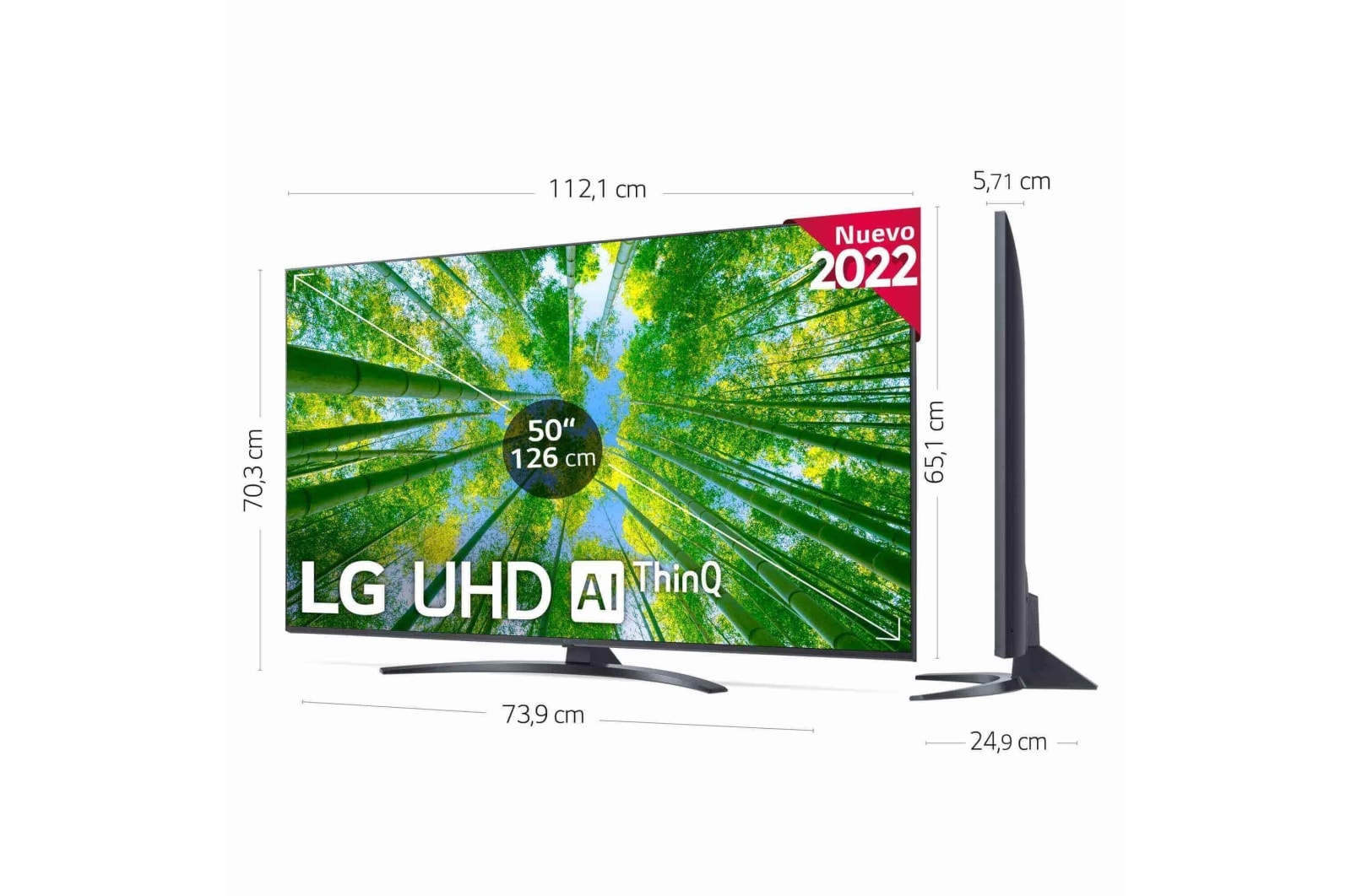 LG Televisor LG 4K UHD, Procesador de Gran Potencia 4K α5 Gen 5, compatible con formatos HDR 10, HLG y HGiG, Smart TV webOS22., 50UQ81006LB