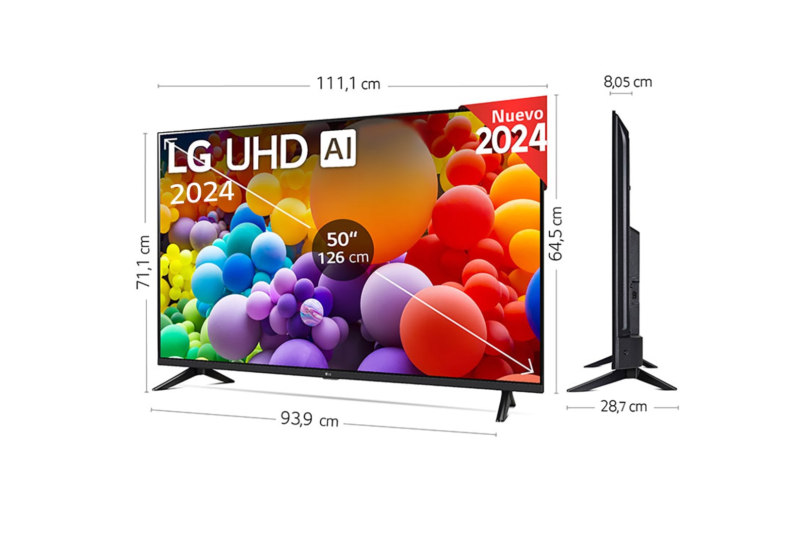 LG Outlet 50 pulgadas TV LG UHD AI 4K serie UT73 con Smart TV WebOS24, 50UT73006LA.OUTLET