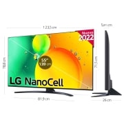 LG Televisor LG 4K Nanocell, Procesador de Gran Potencia 4K a5 Gen 5, compatible con formatos HDR 10, HLG y HGiG, Smart TV webOS22, 55NANO766QA