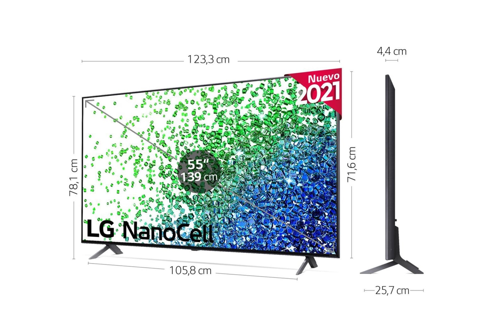 LG 4K NanoCell, SmartTV webOS 6.0, Procesador de Imagen 4k Quad Core [Clase de eficiencia energética G], 55NANO806PA