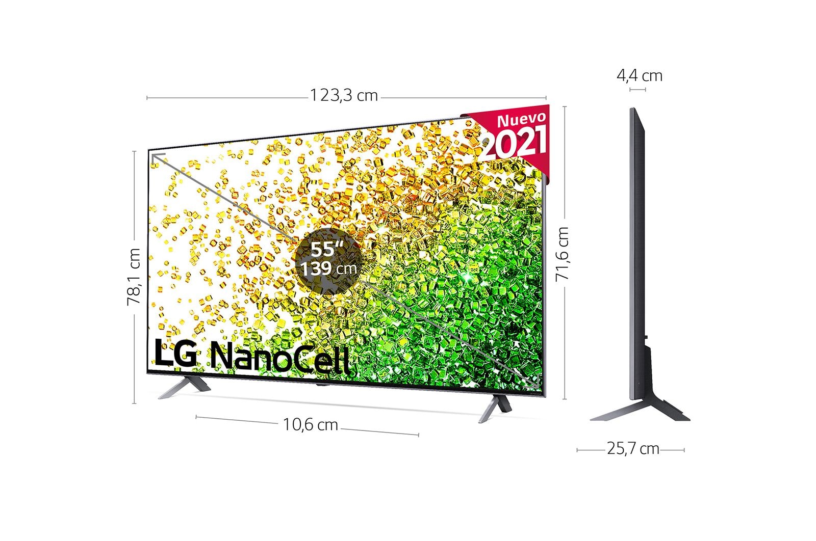 LG 4K NanoCell, SmartTV webOS 6.0, Procesador Inteligente 4K α7 Gen4 con AI, HDR Dolby Vision, DOLBY ATMOS [Clase de eficiencia energética G], 55NANO856PA