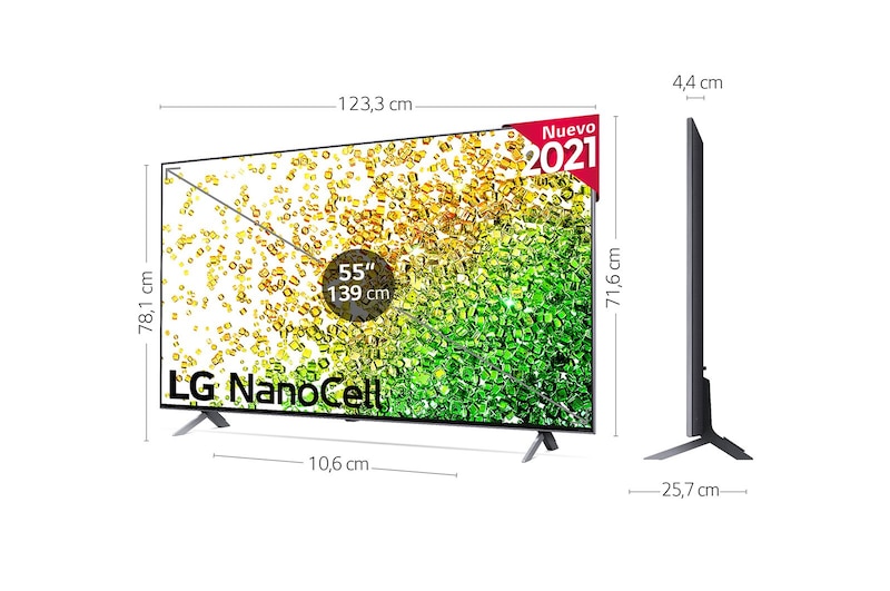 LG 4K NanoCell, SmartTV webOS 6.0, Procesador Inteligente 4K α7 Gen4 con AI, HDR Dolby Vision, DOLBY ATMOS [Clase de eficiencia energética G], 55NANO856PA