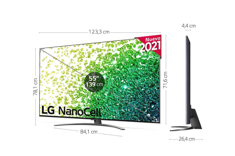 LG 4K NanoCell, SmartTV webOS 6.0, Procesador Inteligente 4K α7 Gen4 con AI, HDR Dolby Vision, DOLBY ATMOS [Clase de eficiencia energética G], 55NANO866PA