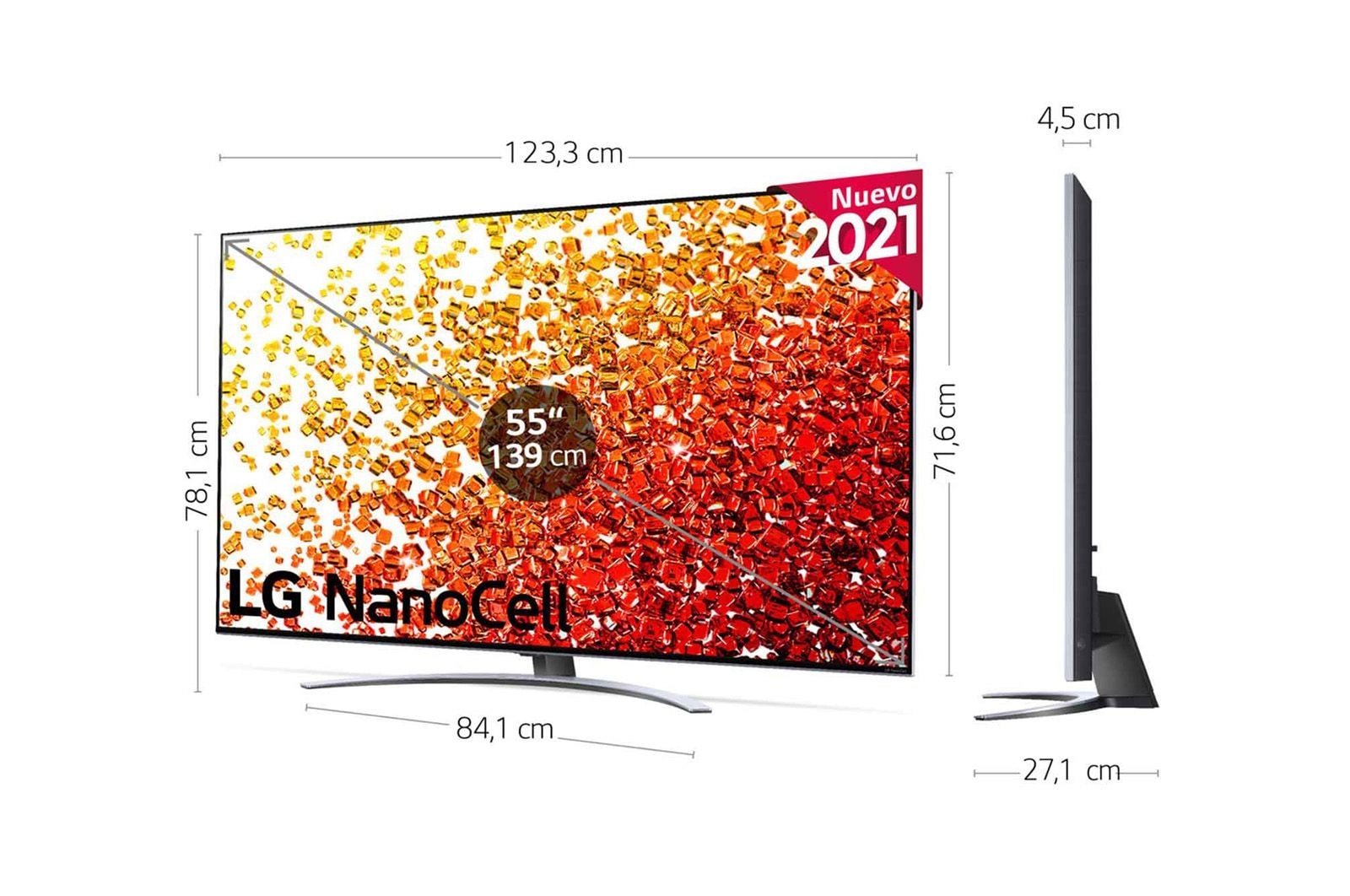 LG 4K NanoCell, SmartTV webOS 6.0, Procesador Inteligente 4K α7 Gen4 con AI, HDR Dolby Vision, DOLBY ATMOS [Clase de eficiencia energética G], 55NANO926PB