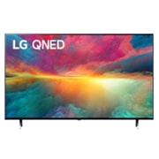 A front view of the LG QNED TV with infill image and product logo on