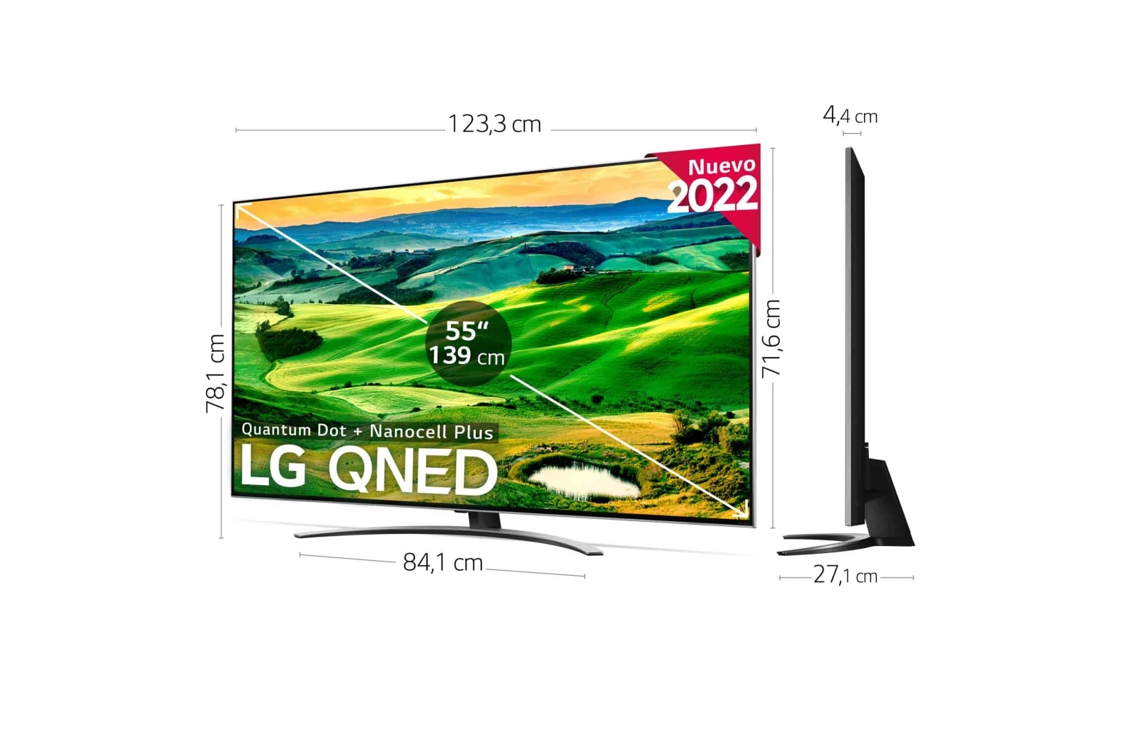 LG Televisor LG 4K QNED, Procesador Inteligente de Gran Potencia 4K a7 Gen 5 con IA, compatible con formatos HDR 10, HLG, HGiG, Smart TV webOS22, perfecto para Gaming, 55QNED826QB