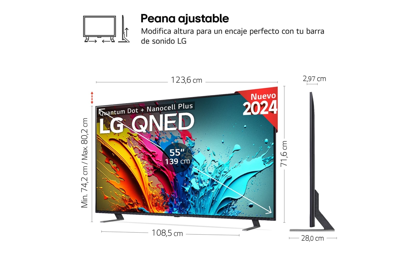 LG 55 pulgadas Smart TV LG QNED85 AI 4K 2024, 55QNED85T6C