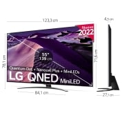 LG Televisor LG 4K QNED Mini LED, Procesador Inteligente de Gran Potencia 4K a7 Gen 5 con IA, compatible con el 100% de formatos HDR, HDR Dolby Vision y Dolby Atmos, Smart TV webOS22, perfecto para Gaming, 55QNED876QB