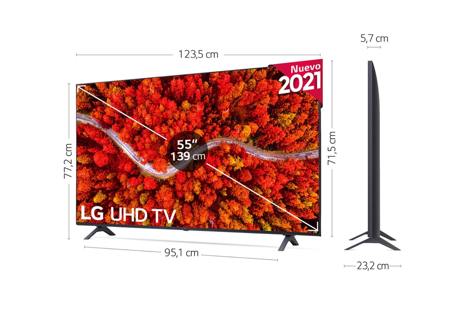 LG 4K UHD, SmartTV webOS 6.0, Procesador de Imagen 4K Quad Core [Clasificación energética G], 55UP80006LR