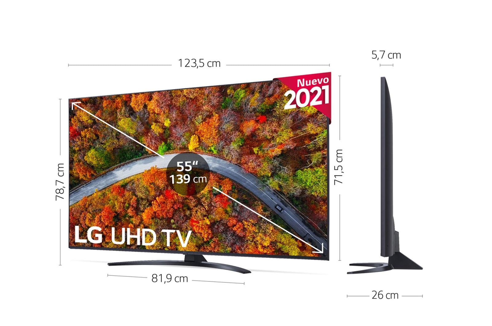 LG 4K UHD, SmartTV webOS 6.0, Procesador de Imagen 4K Quad Core [Clasificación energética G], 55UP81006LA