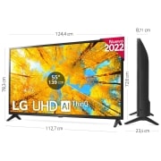 LG Televisor LG 4K UHD, Procesador de Gran Potencia 4K a5 Gen 5, compatible con formatos HDR 10, HLG y HGiG, Smart TV webOS22., 55UQ75006LF