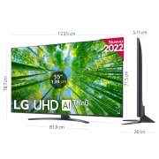 LG Televisor LG 4K UHD, Procesador de Gran Potencia 4K α5 Gen 5, compatible con formatos HDR 10, HLG y HGiG, Smart TV webOS22., 55UQ81006LB