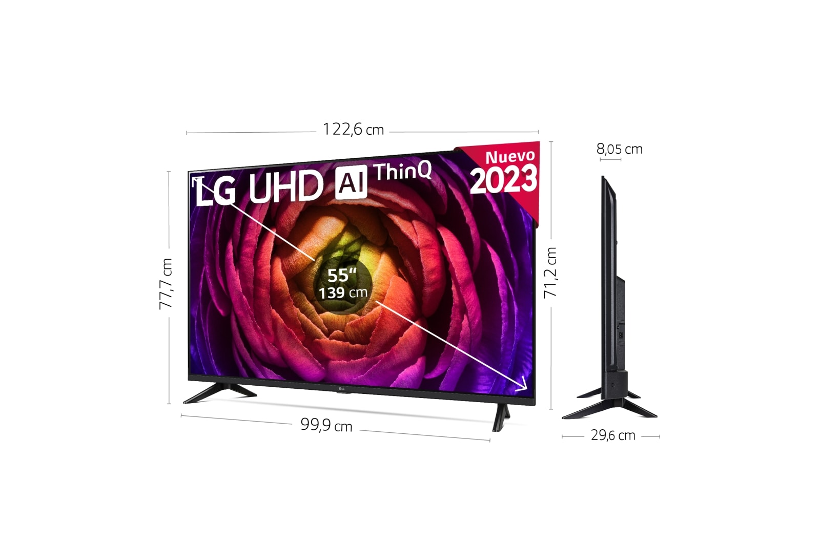 LG TV LG  UHD 4K de 55'' Serie 74, Procesador Alta Potencia, HDR10 / Dolby Digital Plus, Smart TV webOS23. , 55UR74006LB
