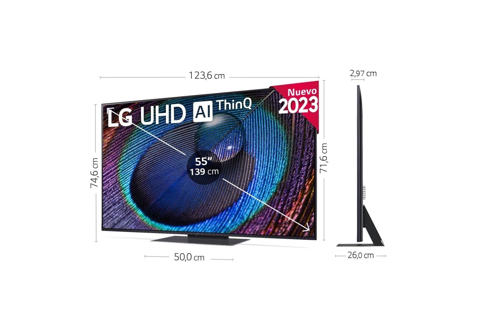 LG TV LG  UHD 4K de 55'' Serie 91, Procesador Alta Potencia, HDR10 / Dolby Digital Plus, Smart TV webOS23., 55UR91006LA