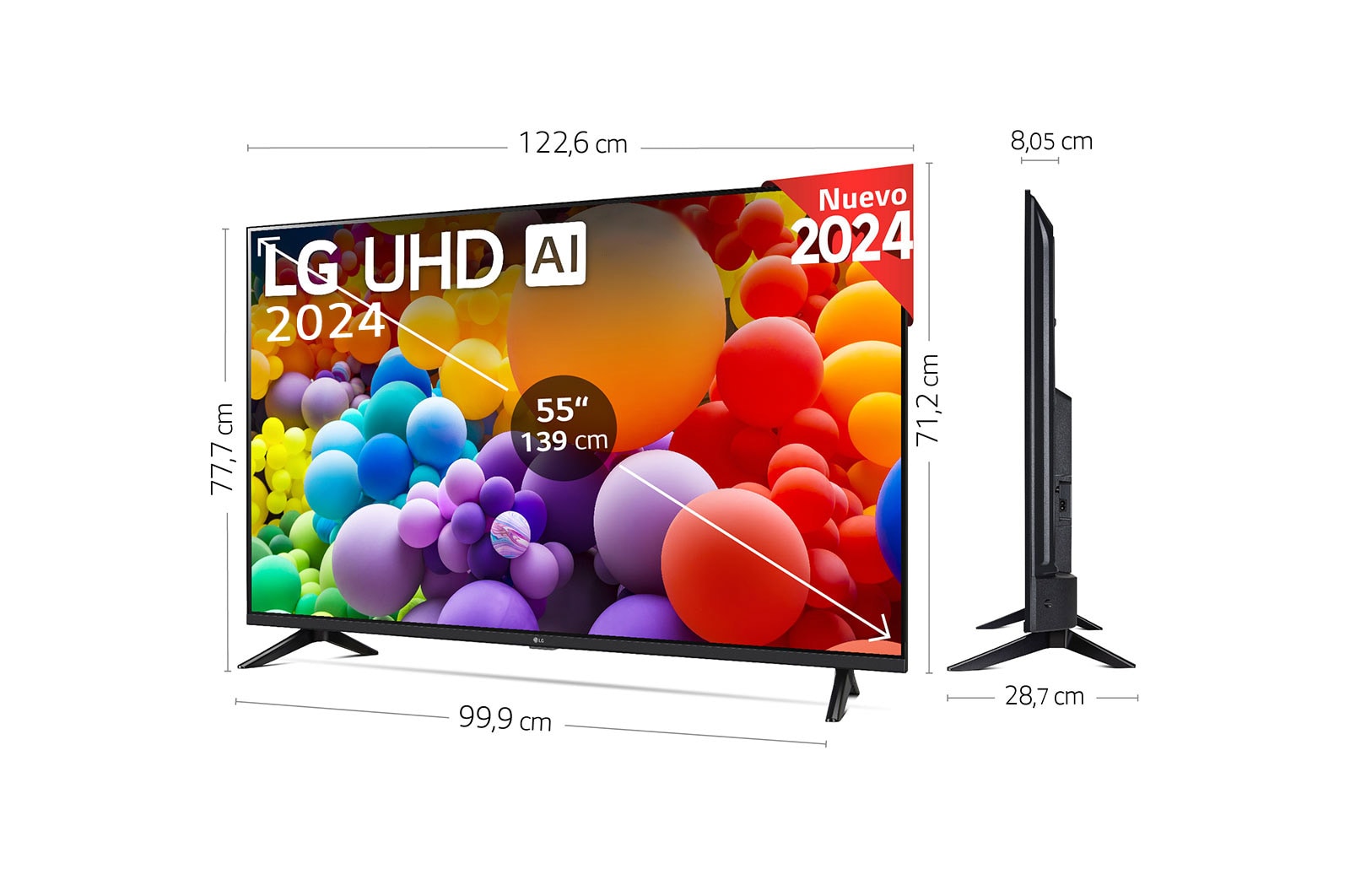 LG 55 pulgadas TV LG UHD AI 4K serie UT73 con Smart TV WebOS24, 55UT73006LA