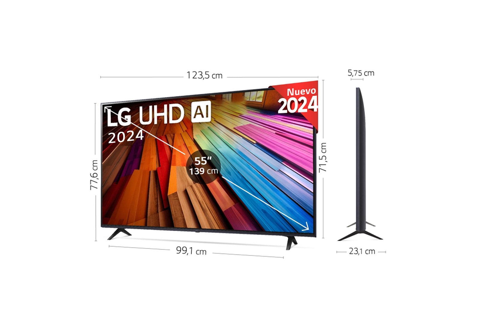 LG 55 pulgadas TV LG UHD AI 4K serie UT80  con Smart TV WebOS24, 55UT80006LA
