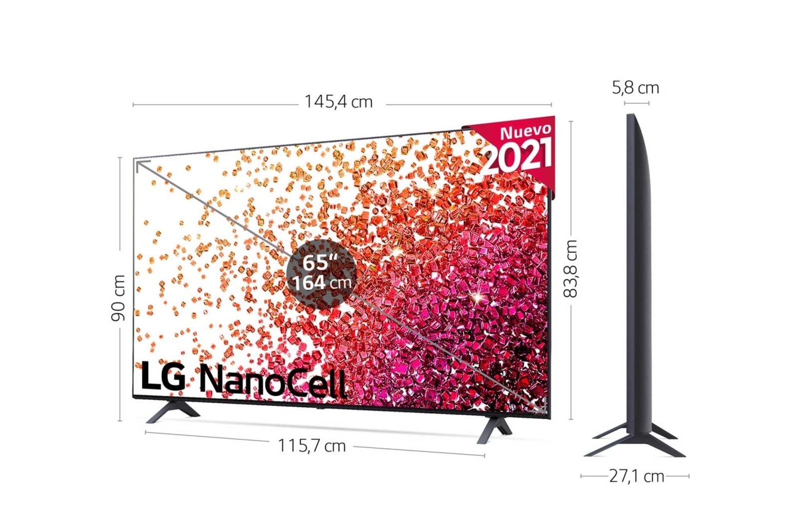 LG 4K NanoCell, SmartTV webOS 6.0, Procesador de Imagen 4k Quad Core [Clase de eficiencia energética G], 65NANO756PR