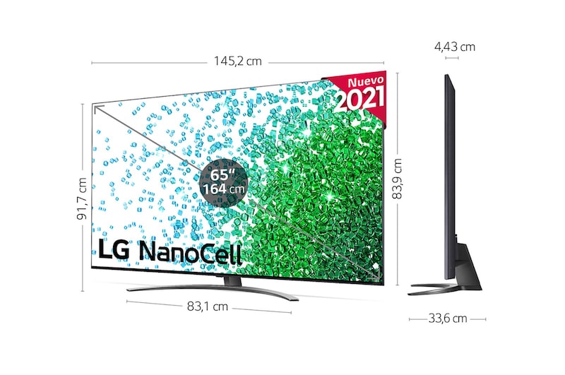 LG 4K NanoCell, SmartTV webOS 6.0, Procesador de Imagen 4k Quad Core [Clase de eficiencia energética F], 65NANO816PA