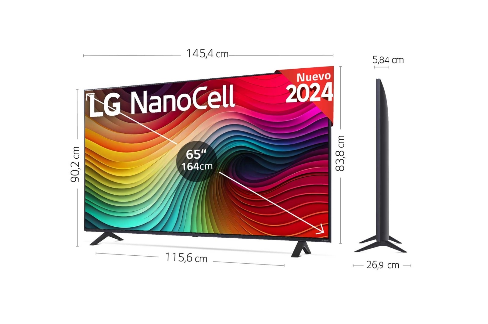 LG 65 pulgadas TV LG NANOCELL 4K serie AI NANO81  con Smart TV WebOS24, 65NANO81T6A
