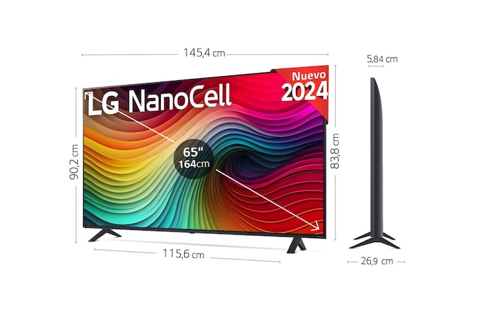 LG 65 pulgadas TV LG NANOCELL 4K serie AI NANO81  con Smart TV WebOS24, 65NANO81T6A