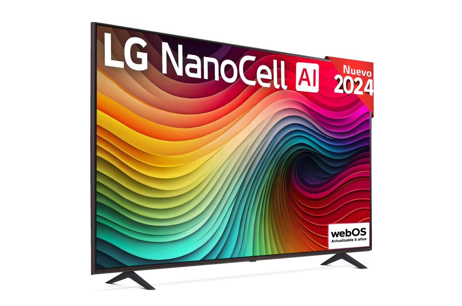 Vista frontal de Outlet 65 pulgadas TV LG NANOCELL 4K serie AI NANO82  con Smart TV WebOS24 65NANO82T6B.OUTLET