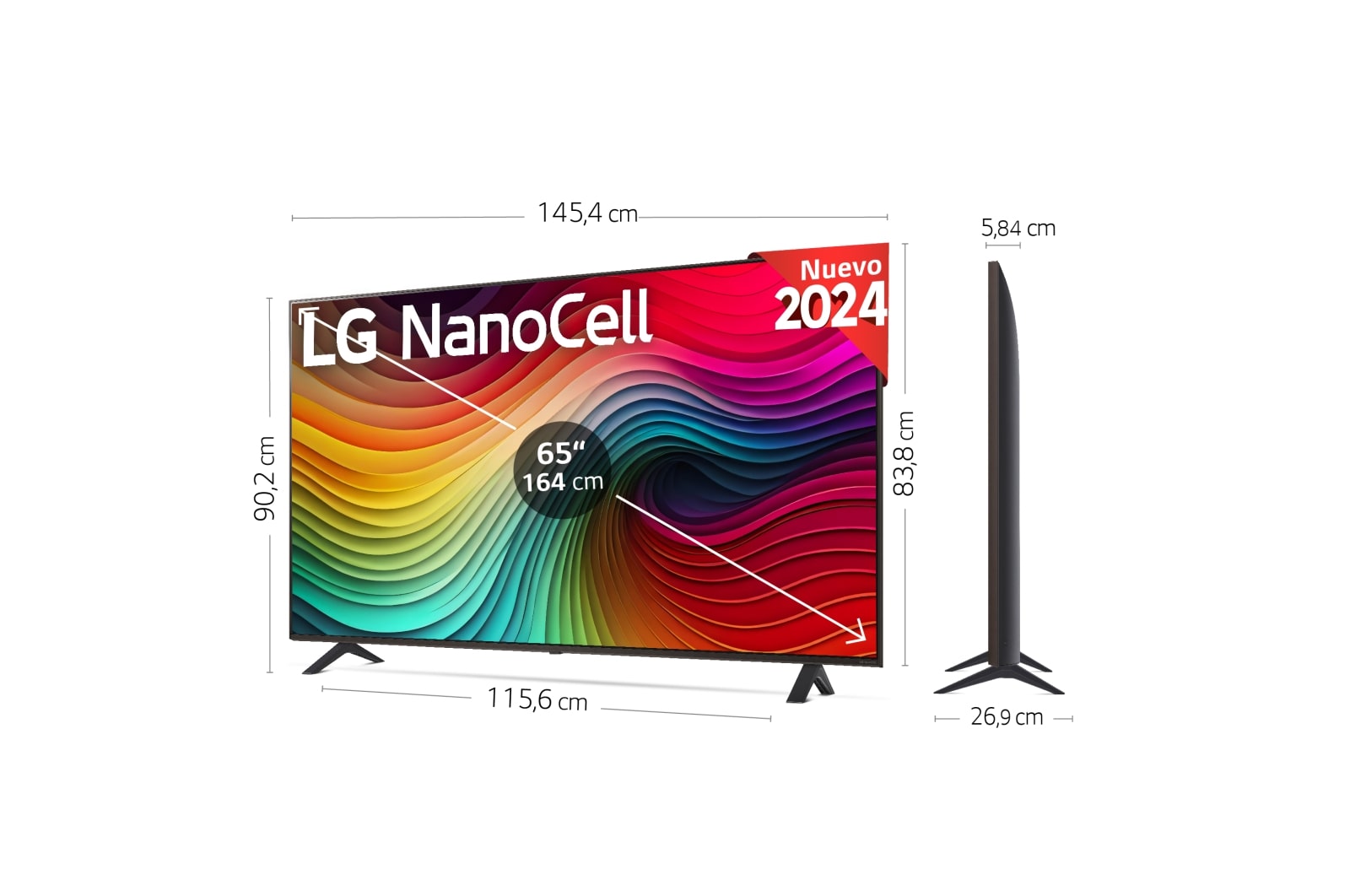 LG Outlet 65 pulgadas TV LG NANOCELL 4K serie AI NANO82  con Smart TV WebOS24, 65NANO82T6B.OUTLET