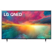 A front view of the LG QNED TV with infill image and product logo on