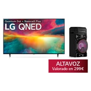 Vista frontal de TV LG QNED 4K de 65&#39;&#39; &#43; Altavoz de gran potencia LG XBOOM La Bestia GRATIS 65QNED756RA.BTS.EEES.C