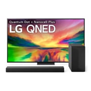 Vista frontal de TV LG QNED 4K de 65&#39;&#39; Serie 82 &#43; Barra de sonido S60T GRATIS 65QNED826RE.ESB.EEES.C