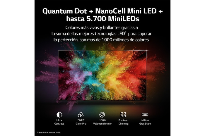 LG TV LG  QNED MiniLED 4K de 65'' Serie 86, Procesador Gran Potencia, Dolby Vision / Dolby ATMOS, Smart TV webOS23, perfecto para Gaming., 65QNED866RE