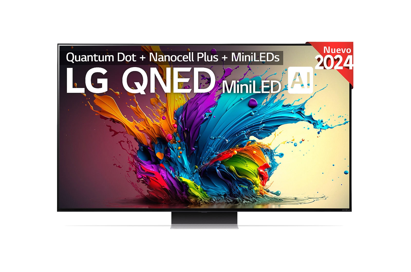 Vista frontal de Outlet 65 pulgadas Smart TV LG QNED MiniLED QNED91 AI 4K 2024 65QNED91T6A.OUTLET