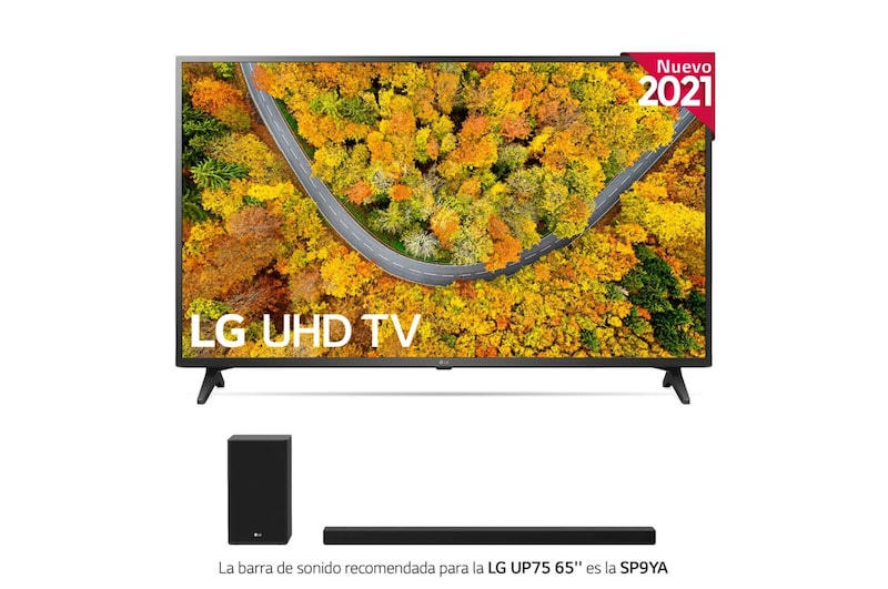 LG TV LG 4K UHD, SmartTV webOS 6.0, Procesador de Imagen 4K Quad Core, Gaming TV, Compatible HDR10 Pro y HLG [Clasificación energética G], 65UP75006LF