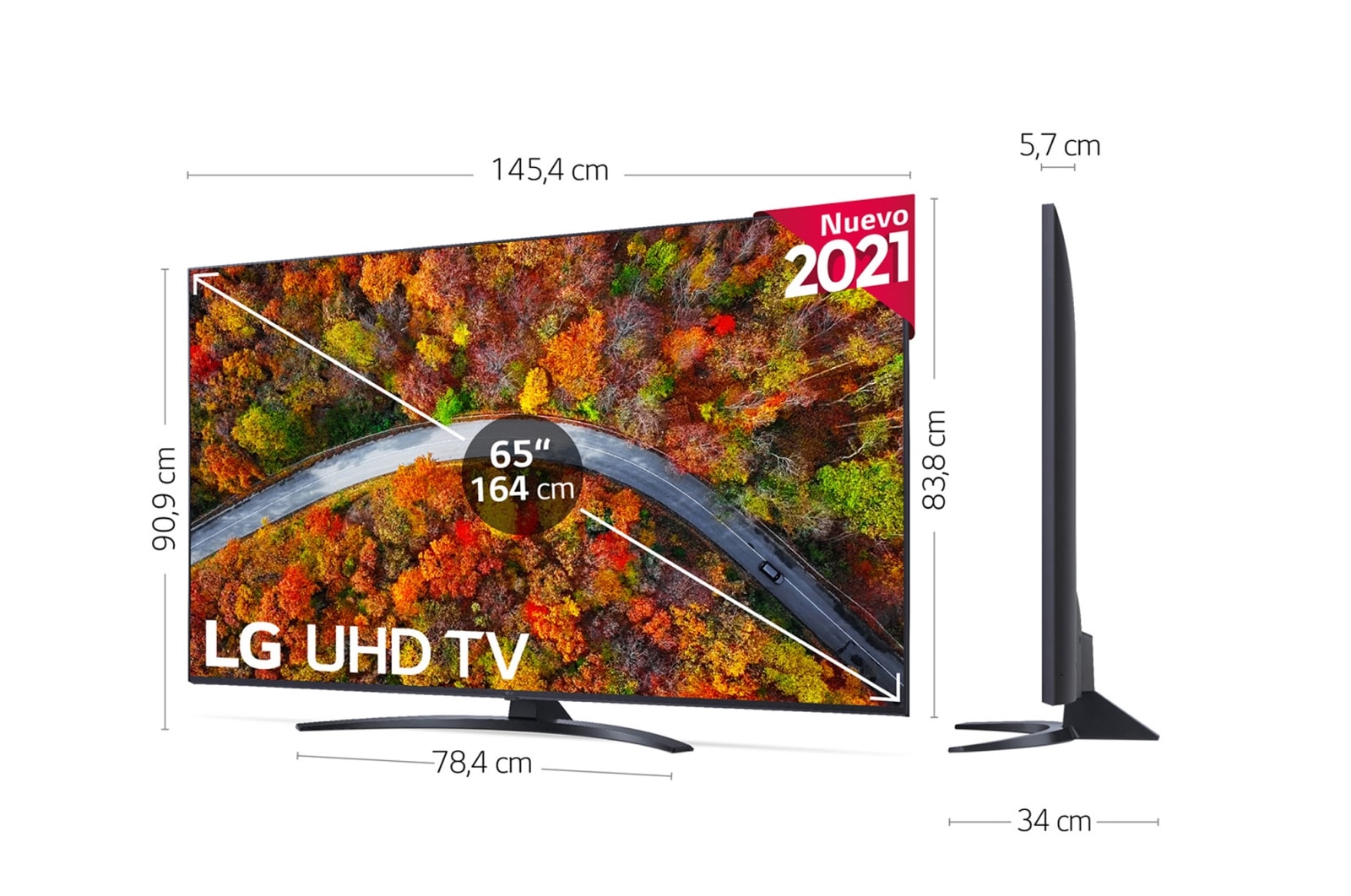 LG 4K UHD, SmartTV webOS 6.0, Procesador de Imagen 4K Quad Core [Clasificación energética G], 65UP81006LA