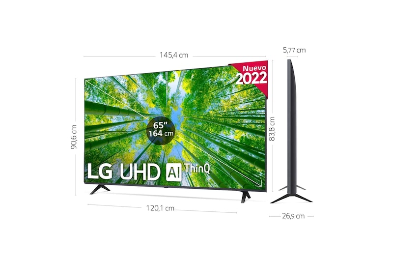 LG Televisor LG 4K UHD, Procesador de Gran Potencia 4K a5 Gen 5, compatible con formatos HDR 10, HLG y HGiG, Smart TV webOS22., 65UQ79006LA