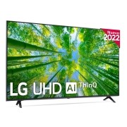 Vista frontal de Televisor LG 4K UHD, Procesador de Gran Potencia 4K a5 Gen 5, compatible con formatos HDR 10, HLG y HGiG, Smart TV webOS22. 65UQ79006LA