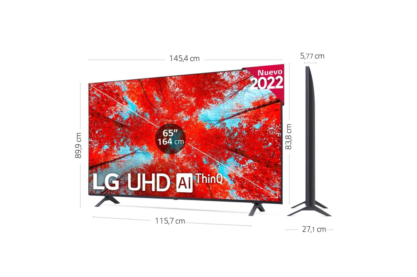 LG Televisor LG 4K UHD, Procesador de Gran Potencia 4K a5 Gen 5, compatible con formatos HDR 10, HLG y HGiG, Smart TV webOS22., 65UQ90006LA