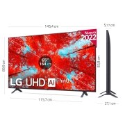 LG Televisor LG 4K UHD, Procesador de Gran Potencia 4K a5 Gen 5, compatible con formatos HDR 10, HLG y HGiG, Smart TV webOS22., 65UQ90006LA