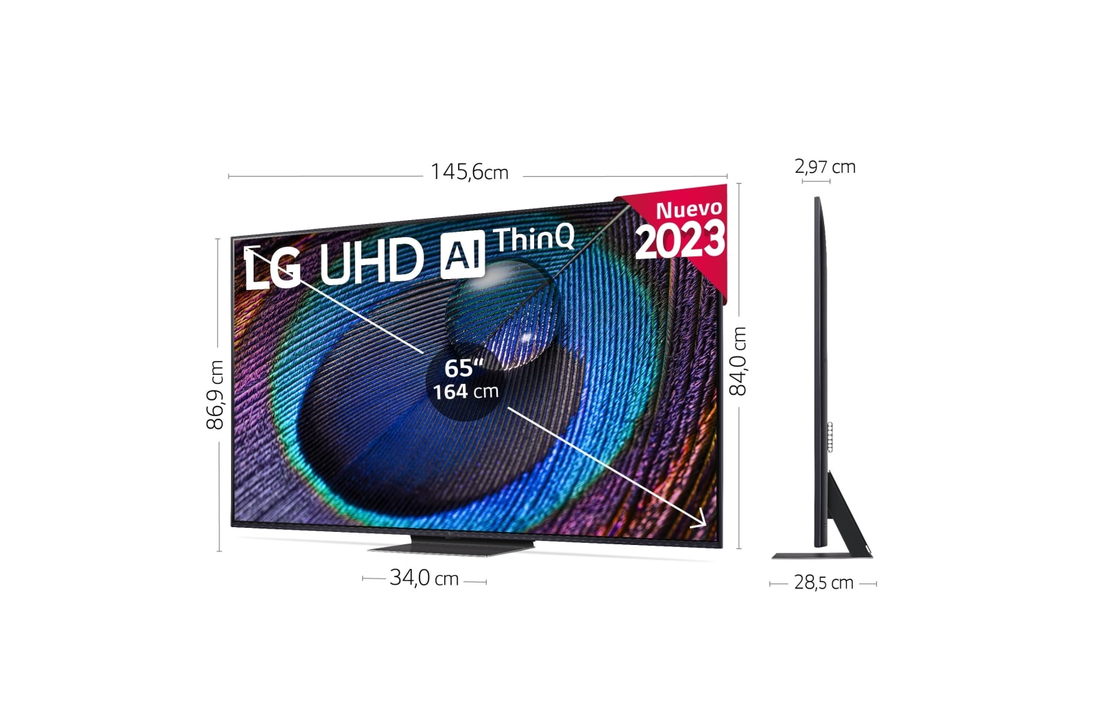LG TV LG  UHD 4K de 65'' Serie 91, Procesador Alta Potencia, HDR10 / Dolby Digital Plus, Smart TV webOS23., 65UR91006LA