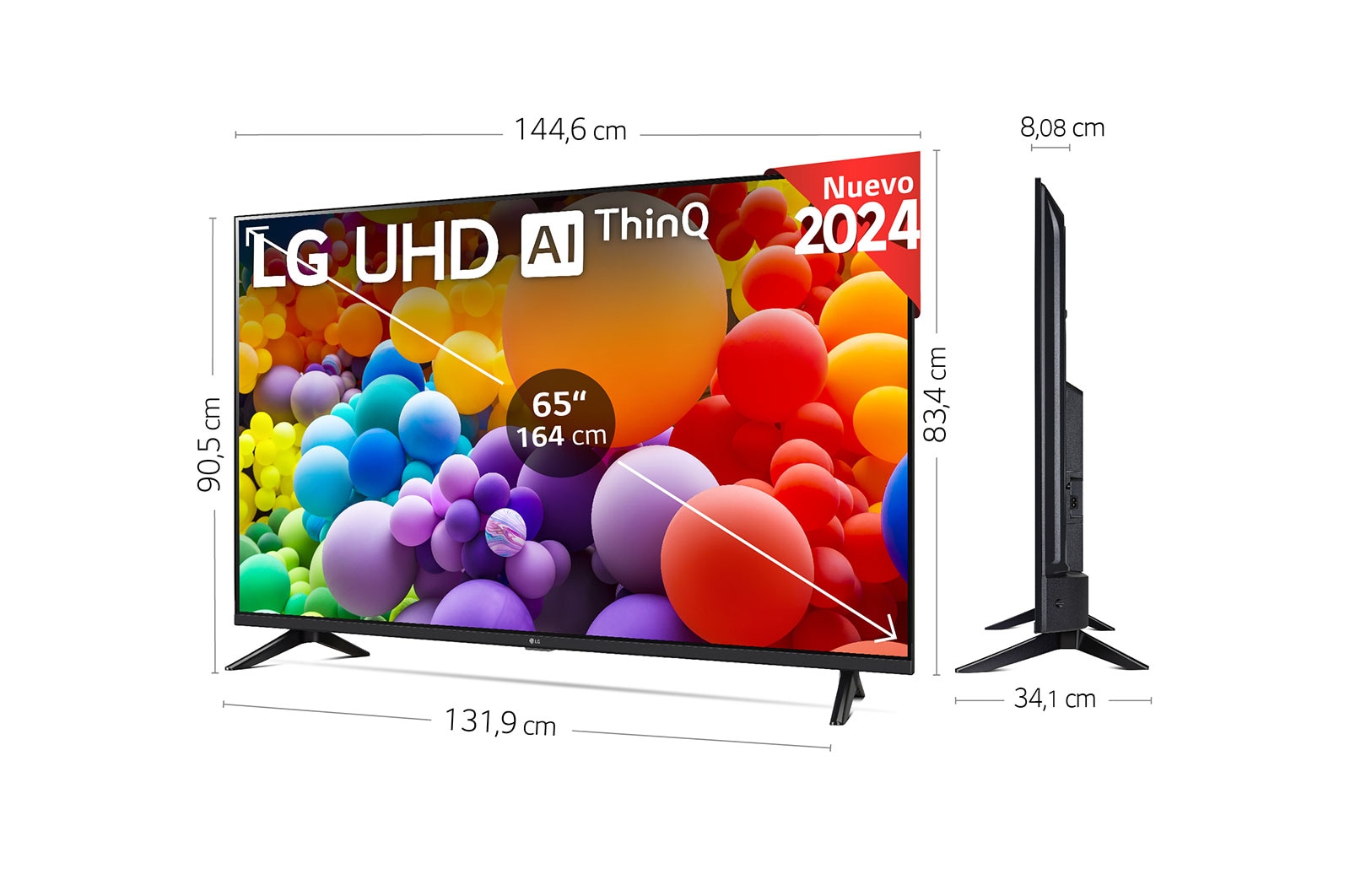 LG Outlet 65 pulgadas TV LG UHD AI 4K serie UT73  con Smart TV WebOS24, 65UT73006LA.OUTLET