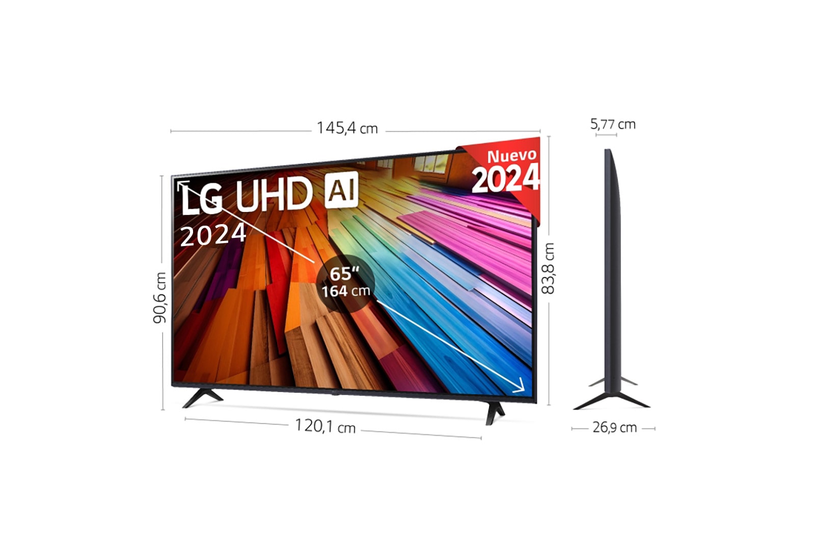 LG 65 pulgadas TV LG UHD AI 4K serie UT80 con Smart TV WebOS24, 65UT80006LA