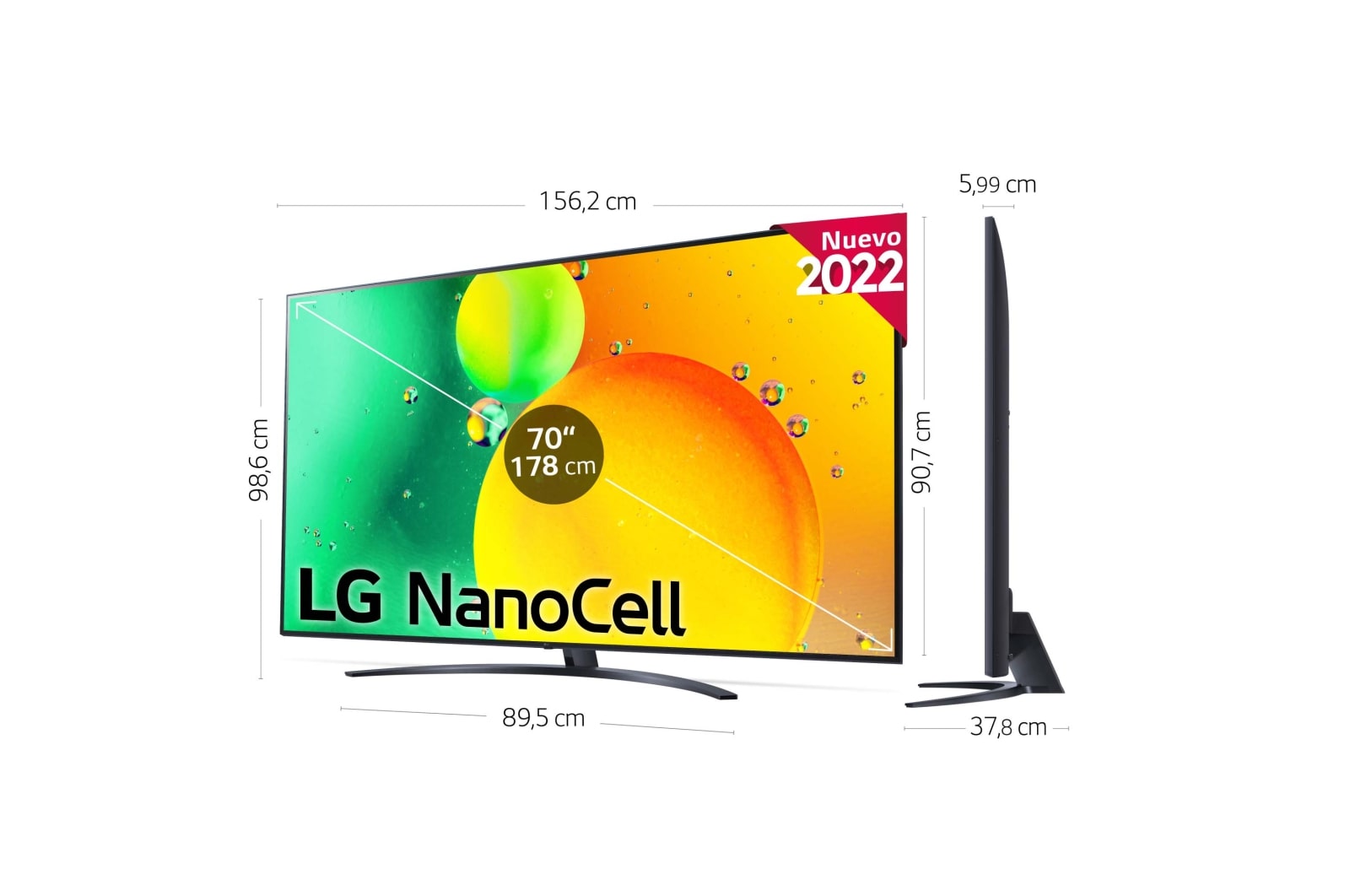 LG Outlet Televisor LG 4K Nanocell, Procesador de Gran Potencia 4K a5 Gen 5, compatible con formatos HDR 10, HLG y HGiG, Smart TV webOS22, 70NANO766QA.OUTLET