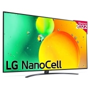 Vista frontal de Outlet Televisor LG 4K Nanocell, Procesador de Gran Potencia 4K a5 Gen 5, compatible con formatos HDR 10, HLG y HGiG, Smart TV webOS22 70NANO766QA.OUTLET
