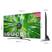 LG Televisor LG 4K UHD, Procesador de Gran Potencia 4K a5 Gen 5, compatible con formatos HDR 10, HLG y HGiG, Smart TV webOS22., 70UQ81006LB