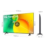 LG Televisor LG 4K Nanocell, Procesador de Gran Potencia 4K a5 Gen 5, compatible con formatos HDR 10, HLG y HGiG, Smart TV webOS22, 75NANO756QA