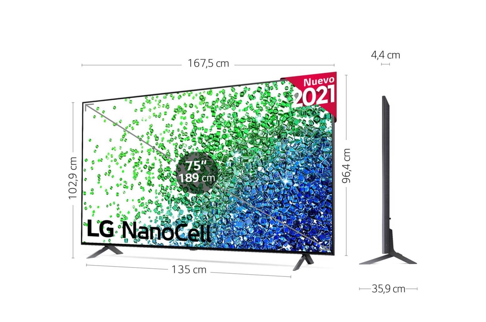 LG 4K NanoCell, SmartTV webOS 6.0, Procesador de Imagen 4k Quad Core [Clase de eficiencia energética F], 75NANO806PA