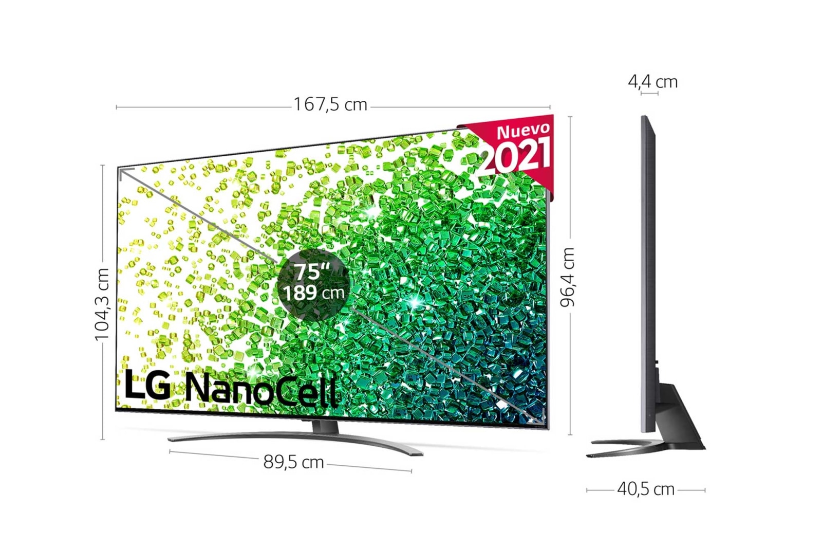 LG 4K NanoCell, SmartTV webOS 6.0, Procesador Inteligente 4K α7 Gen4 con AI, HDR Dolby Vision, DOLBY ATMOS [Clase de eficiencia energética G], 75NANO866PA