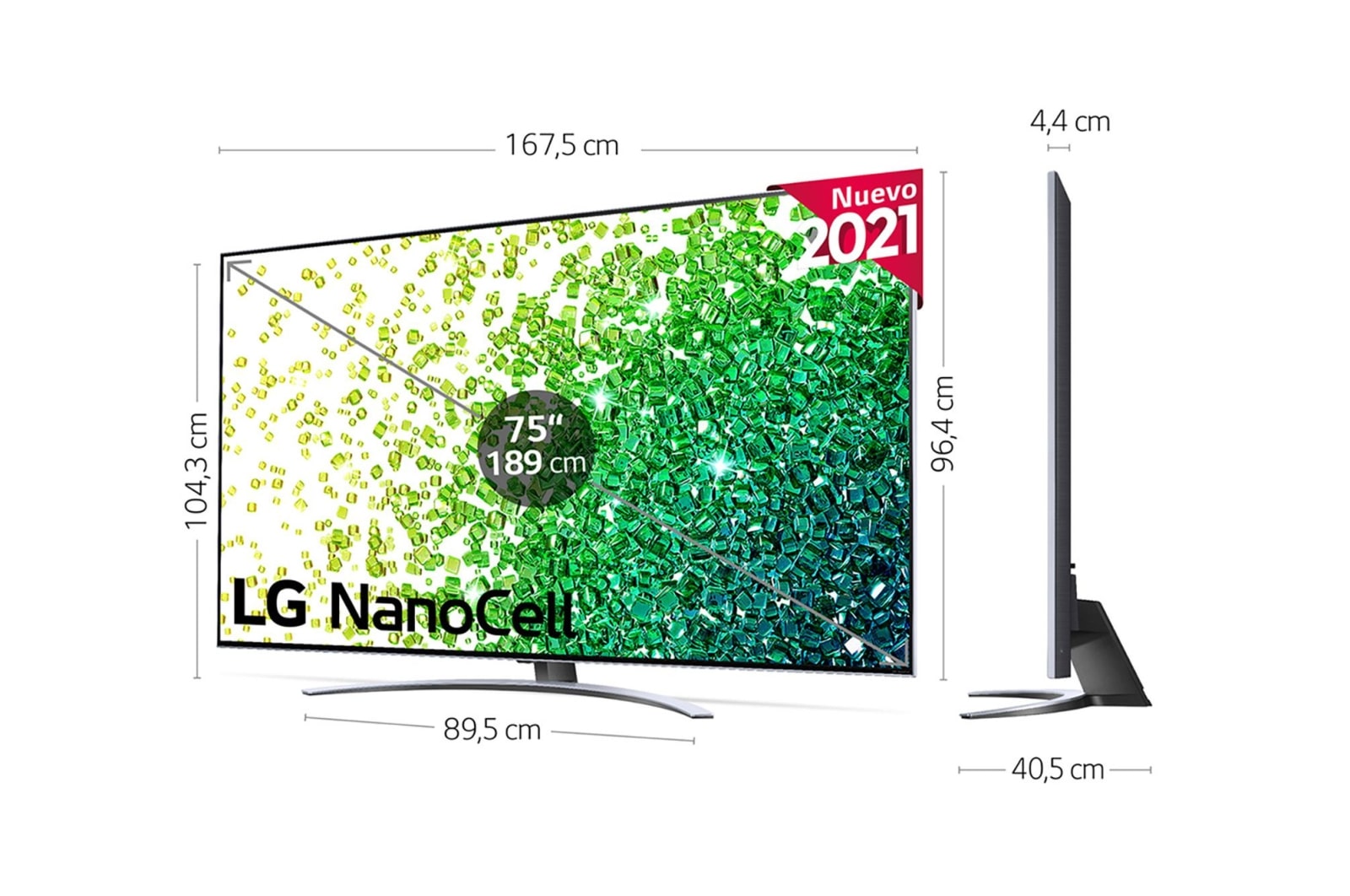 LG 4K NanoCell, SmartTV webOS 6.0, Procesador Inteligente 4K α7 Gen4 con AI, HDR Dolby Vision, DOLBY ATMOS [Clase de eficiencia energética G], 75NANO886PB
